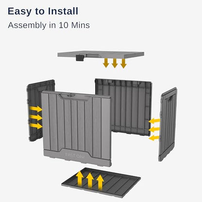 EAST OAK Outdoor Storage Box, 31 Gallon Deck Box Indoor and Outdoor Use, Waterproof Resin Storage Bin with Latch for Patio Cushions, Gardening Tools, Outdoor Toys, UV Resistant, Deep Grey - WoodArtSupply