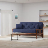 Nirvana Futons Stanford Futon Set - Full Size Futon Frame with Mattress Included (8 Inch Thick Mattress, Twill Navy Blue Color), Heavy Duty Wood, Popular Sofa Bed Choice Nirvana Futons