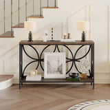 GiftGo Narrow Sofa Table 47.2 Inch, Industrial Sofa Table Behind Couch, Vintage Entry Console Table with Storage for Entryway, Living Room, Foyer, Elegant Design (Rustic Brown, 47.2) GiftGo