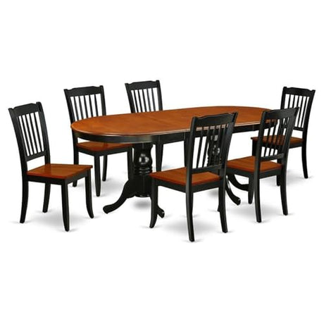 East West Furniture PLDA7-BCH-W 7 Piece Dining Set Consist of an Oval Dining Room Table with Butterfly Leaf and 6 Wood Seat Chairs, 42x78 Inch, Black & Cherry East West Furniture