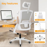 NEO Chair Ergonomic Office Desk Chair High Back Computer Gaming Mesh Chair with Comfy Task Adjustable Arms Lumbar Support Headrest Swivel for Home Office (Beige) NEO CHAIR