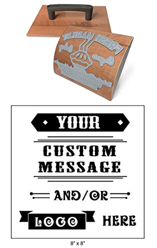 8" x 8" Extra Large Custom Rocker Mount Wood Hand Rubber Stamp with Heavy Duty Metal Handle UImprint