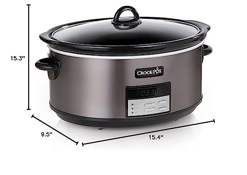 Crock-Pot Large 8-Quart Programmable Slow Cooker with Auto Warm Setting, Black Stainless Steel (Pack of 1) Crock-Pot
