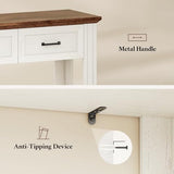ANGRYWIN 55" Farmhouse Console Table with 3 Drawers, Rustic Entryway Table with Open Shelf, Sofa Tables Behind Couch for Entrance, Living Room, Hallway, White ANGRYWIN