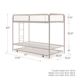 DHP Isaiah Triple Twin Metal Bunk Bed, Off White DHP