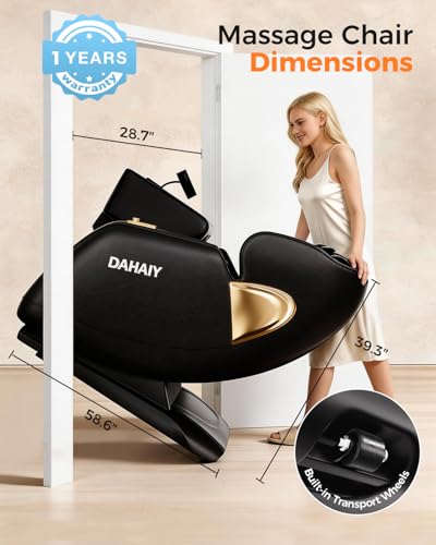 DAHAIY 𝟐𝟎𝟐𝟔 𝐍𝐞𝐰 𝐔𝐩𝐠𝐫𝐚𝐝𝐞 3D Massage Chair Full Body, AI voice control, PU Leather Zero Gravity Heated Back Foot Hand Massage Recliner Chairs, Living room furniture,Office,Portable - Black DAHAIY