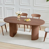 70.8 Inch Dining Table for 4-6 People, Oval Kitchen Table with Semi-Cylindrical Legs Base, Modern Farmhouse Round Dinner Tables for Dining Room Kitchen Living Room (Walnut) weselon