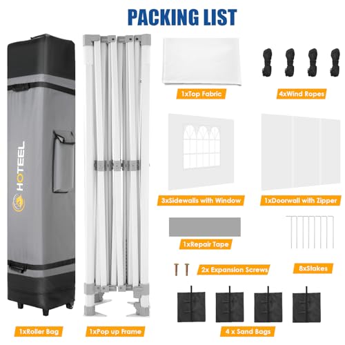 HOTEEL 10x15 Pop up Canopy Tent for Parties, Heavy Duty Easy Setup Tent with 4 Sidewalls, Outdoor Commercial Instant Gazebo for Wedding Event, with Roller Bag & Sand Bags, White(Hexagonal Frame) Hoteel