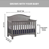 Soho Baby Chandler Premium 4-in-1 Convertible Crib, Graphite Gray, GreenGuard Gold Certified