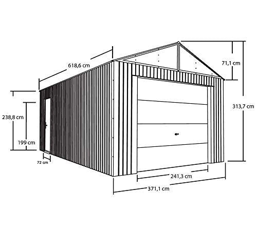 Sojag 12' x 20' Everest Galvalume Steel with Extra Tall Walls Garage Storage Building, Charcoal Sojag