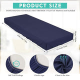 Breling Fitted Sheet (Sheet Only) Compatible with Milliard Trifold Mattress Folding Mattress Fitted Microfiber Bedclothes for Camp Bunk Rvs Bed(Navy Blue,2 Pcs,Single,4'') Breling