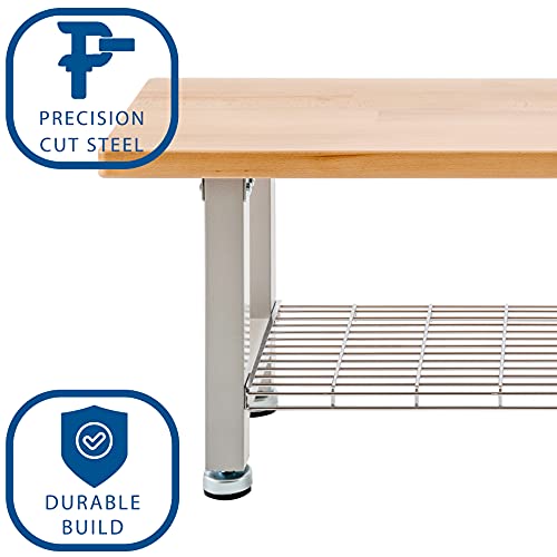 Seville Classics Storage Shelf Wood Bench, Granite Seville Classics