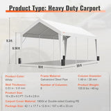 VEVOR Upgraded 10x20 ft Heavy Duty Carport Car Canopy, Car Port Garage Boat Shelter Party Tent with 8 Reinforced Poles and 4 Weight Bags, UV Resistant Waterproof Tarp for SUV, Truck, Boat VEVOR