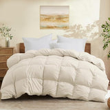 Joysoul Twin Size Down Comforter - All Season Ultra Soft Goose Down & Feather Fiber Fill, Luxury Hotel Cream Duvet Insert with Corner Tabs (68" X 88") Joysoul