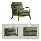 INZOY Mid Century Modern Accent Chair with Wood Frame, Upholstered Reading Armchair with Waist Cushion, Double Padded Accent Chair, Side Chair for Living Room Bedroom Office, Easy Assembly, Green INZOY