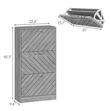 FUNISIR Shoe Storage Cabinet with 3 Flip Drawers, Slim Shoe Cabinet for Entryway, Hidden Shoe Organizer, Wooden Narrow Shoe Rack Cabinet with Removable Shelf, Grey FUNISIR
