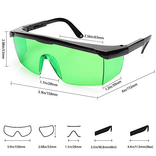 Comgrow 2 Packs Green Laser Safety Glasses for UV Protection Laser with 200nm-450nm 800nm-2000nm Infrared Light for Laser Engraving Goggles Eye Protection with Adjustable Frame Temple Box Comgrow