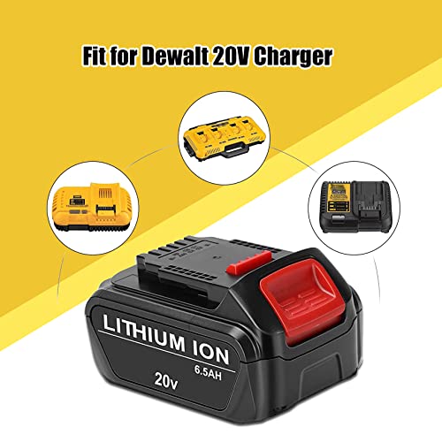 JYJZPB 2 Pack 6.5Ah Replace Battery Compatible for DeWalt 20V MAX Battery DCB200 DCB204 DCB206 DCB206-2 DCB201 DCB203 DCB181 DCB180 DCD/DCF/DCG 20 Volt XR Battery - WoodArtSupply