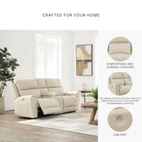Signature Design by Ashley Dahlmoore Contemporary Leather Match Power Reclining Loveseat with Console and USB Ports, Beige Signature Design by Ashley