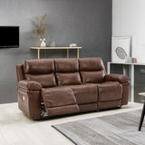 Signature Design by Ashley Edmar Leather Power Reclining Sofa with Adjustable Headrest, Brown Signature Design by Ashley