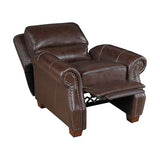 Lexicon Push Back Reclining Chair, Top Grain Leather Match Push Back Recliner Chair with Nailhead Trim, Rolled Arms, Solid Wood Legs, for Living Room/Apartment/Office, Easy Assembly, Brown