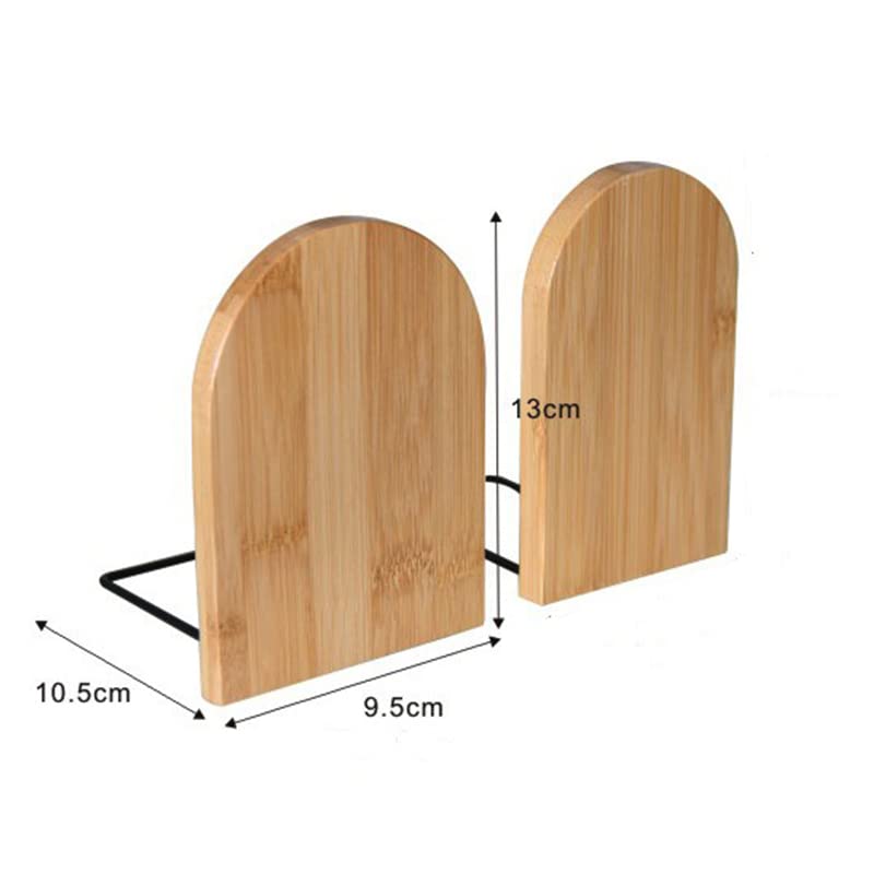 2 Pcs Natural Bamboo Bookend Large Capacity Office Book Ends Anti Slip Book Stand Holder Bookshelf Ends for Home Office Library School Study Decoration