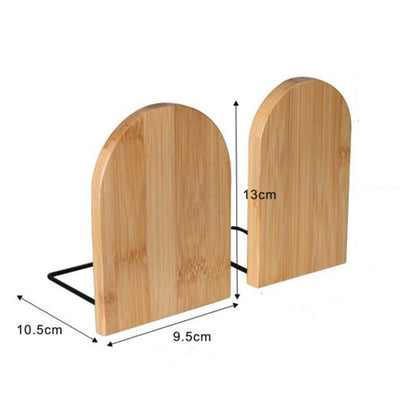 2 Pcs Natural Bamboo Bookend Large Capacity Office Book Ends Anti Slip Book Stand Holder Bookshelf Ends for Home Office Library School Study Decoration - WoodArtSupply