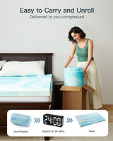 PERLECARE 3 Inch Full Memory Foam Mattress Topper, Cooling Gel Infused Mattress Pad, Ventilated Bed Topper for Pressure Relief, Blue PERLECARE
