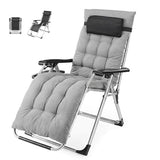 NEWBULIG Zero Gravity Chair, Folding Patio Recliner with Removable Cushion & Cup Holder Trays, Portable Lounge Chair for Beach & Camping, Classic Grey