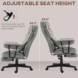 HOMCOM Executive Office Chair, 400LBS Big and Tall Office Chair with Foot Rest, Microfiber Computer Desk Chair with Lumbar Support, Reclining Function and Wide Seat, Gray HOMCOM