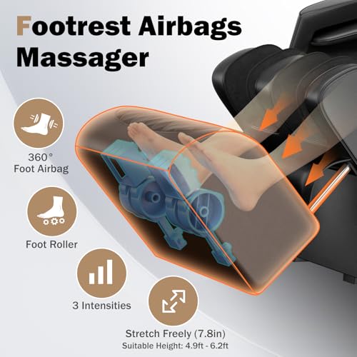 Culanta Massage Chair Full Body, Zero Gravity SL-Track Shiatsu Massage Recliner Chair with Body Scan, Airbags, Foot Rollers, Deep Yoga Stretch, Heating (U1-Black) Culanta