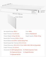 VEVOR Wall Mounted Folding Table, 39.4 x 19.7 inches Wall Mount Table, Floating Desk with Iron Bracket for Small Spaces, Home Office, Dining, Laundry Room, Kitchen, Bar, White VEVOR