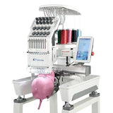 Fokuse brand FKS-1001 Commercial Embroidery Machine with 10 needle, Embroidery Area 14.2"x9.5", 1200SPM Max Speed, 7" Touch Screen, suitable for T-shirt, Hat, Flat, Bag and more