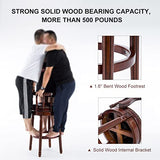 AULIFE Cow top Leather Upholstered and Wooden Legs Set of 2 Bar Stools, 360 Degree Swivel Bar Height Contemporary Leisure Style Bar Stool Chair for Home Kitchen Counter, Dining Room, Restaurant,2pcs AULIFE