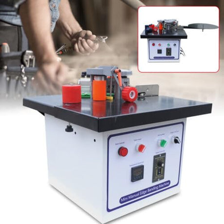 1200W Edge Banding Machine, Woodworking Portabl Double-Sided Coating Edge Bander Machine, Automatic Cutting for Straight and Curve Edge Sealing, Speed 2~6m / min DDYOOK