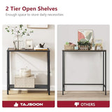 Tajsoon Console Table 28.3''L, 2 Tier Narrow Entryway Table with Open Shelves, Small Sofa Table for Living Room, Entrace, Hallway, Foyer, Corridor, Office, Rustic Brown Tajsoon