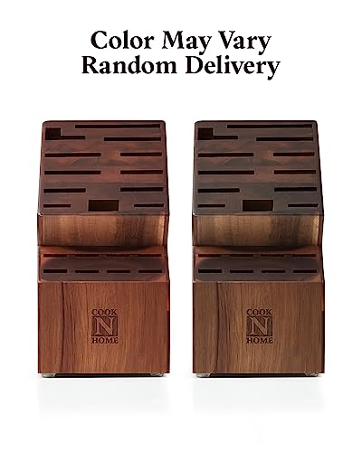 Cook N Home Acacia Wood Knife Storage Block without Knives, 20 Slot Universal Knife Holder Countertop Butcher Block Knife Stand for Easy Kitchen Storage Cook N Home