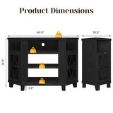 FansaFurn Corner TV Stands with 18'' Fireplace, Media Console Table with Adjustable Shelves & Acrylic Doors, Entertainment Center for TVs up to 55'', Corner Cabinet for Living Room, Bedroom, Black FansaFurn