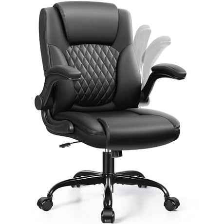 Leather Office Chair, PU Home Computer Desk Chairs with Ergonomic Back Support, 360°Swivel Free, Small Gaming Chair with Wheels and Adjustable Armrests, for Short People Use Brick Attic