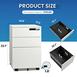 DEVAISE 3-Drawer Mobile File Cabinet with Smart Lock, Pre-Assembled Steel Pedestal Under Desk, White DEVAISE