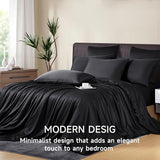 YASMENG Cooling Duvet Cover Full Set Black, 100% Viscose Derived from Bambo, Summer Soft Breathable Rayon Bedding Set for Hot Sleepers, Luxury Luxurious Silky Smooth Comforter Cover for All Seasons YASMENG