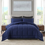 DOWNCOOL Blue Full Size Comforter Set - All Season Bedding with 2 Pillowcases - 3 Pieces - Down Alternative Comforter Set DOWNCOOL