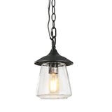 LOG BARN Outdoor Pendant Lights, Porch Fixture in Painted Black Metal with Clear Bubbled Glass Globe, Hanging Lantern Lamp for Gazebo, Entry, Yard LOG BARN