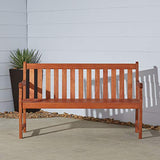 VIFAH Atlantic Red Brown 5Ft Slatted Eucalyptus Wooden Garden Bench for 3 Seater in Entry Way VIFAH