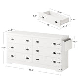 LIKIMIO Dresser for Bedroom 6 Drawer with Charging Station, TV Stand Storage Chest of Drawers for Living Room Hallway Entryway, MDF Board, 59 Inches White LIKIMIO