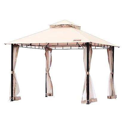 VEVOR Patio Gazebo for 6-8 Person, 10 x 10 FT Backyard Gazebo, with Mosquito Netting, Metal Frame, and PU Coated 180G Polyester, Outdoor Canopy Shelter for Patio, Backyard, Lawn, Garden, Deck