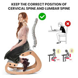 Easyego Kneeling Chair Ergonomic Posture Chair, Wood Adjustable Rocking Knee with Soft Padding, Natural Relief for Neck or Back Pain for Home Office, Max Load 300 lb - Gray Easyego