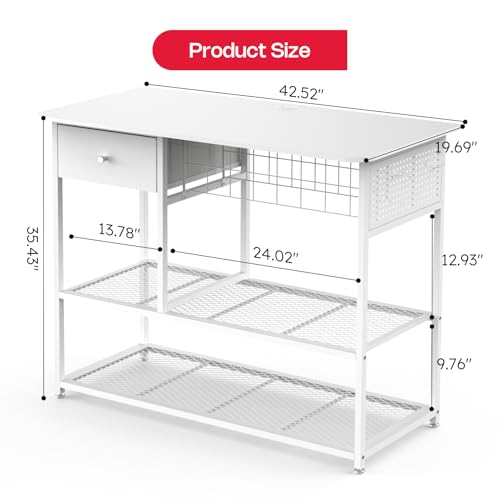Crafit Extra Large Heat Press Table, Heat Press Stand Desk Cart with Vinyl Storage, Multi-Purpose Heavy Duty Metal Workbench for DIY Sublimation, T-Shirts Caps Mug & Tumbler Heat Transfer Projects Crafit