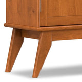 SIMPLIHOME Draper Solid Hardwood Wide Mid Century Modern Storage Cabinet for The Living, Entryway and Family Room, 36 inch, Teak Brown SIMPLIHOME