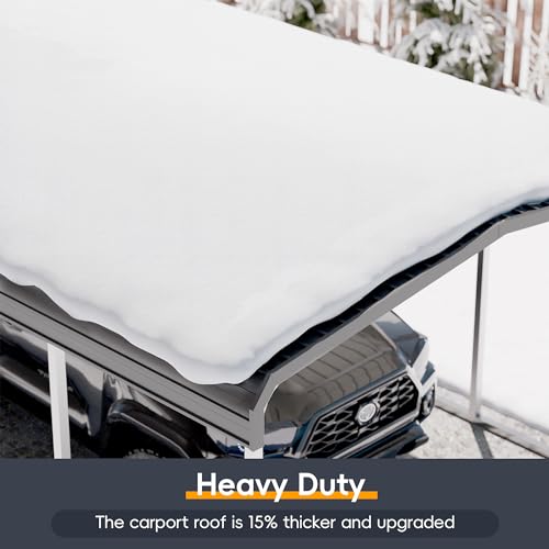 10x15 FT Heavy Duty Metal Carport Kits with Galvanized Steel Roof and Frame, Outdoor Carport Canopy Enhanced Base, Extra Large Car Garage Shelter for Car, SUV, Truck and Boats, Gray Redpick